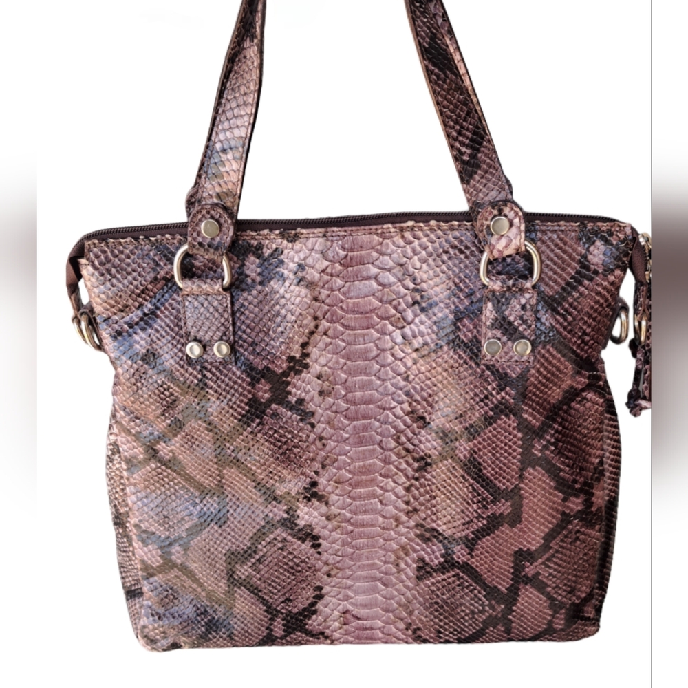 Cavalcanti Leather Python Print Bag - image 2